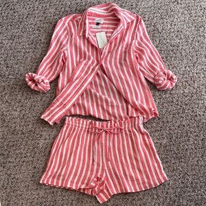 Red and White Striped Shirt and Shorts Set